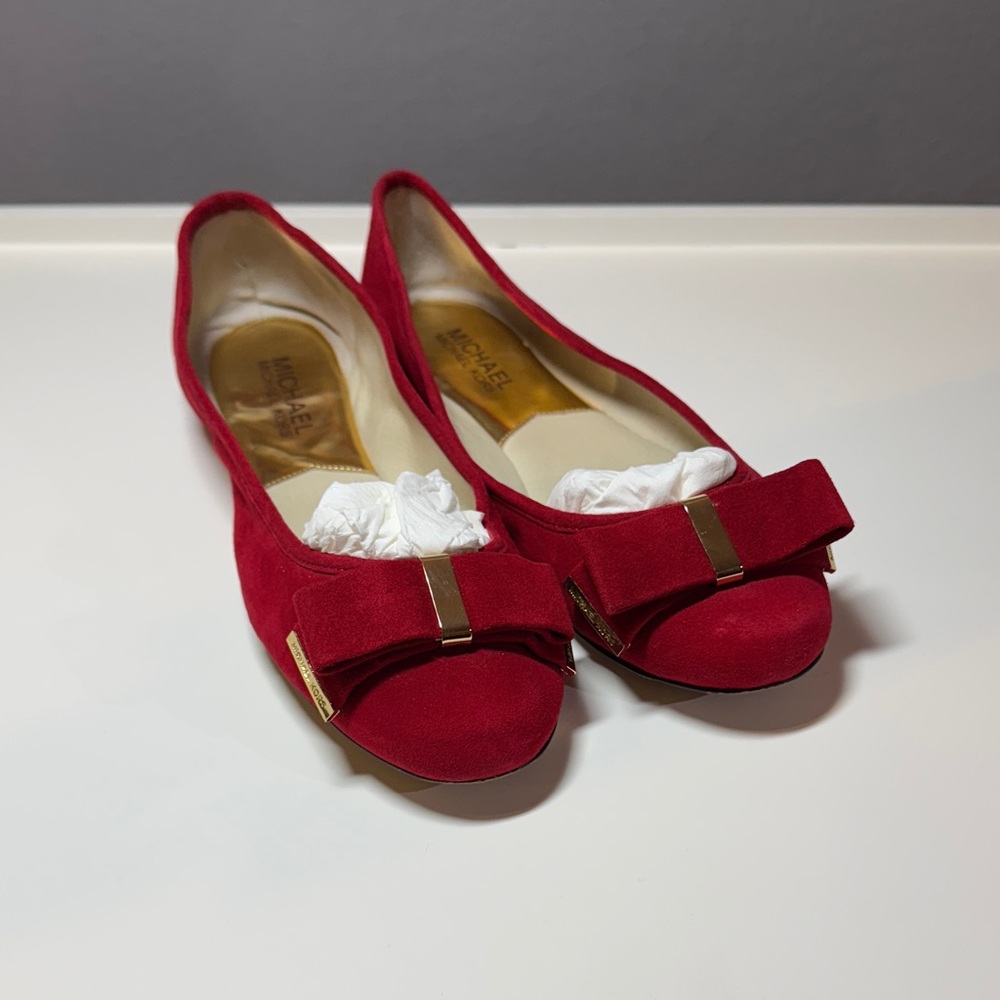 Michael Kors Red Suede Flats with Bow
